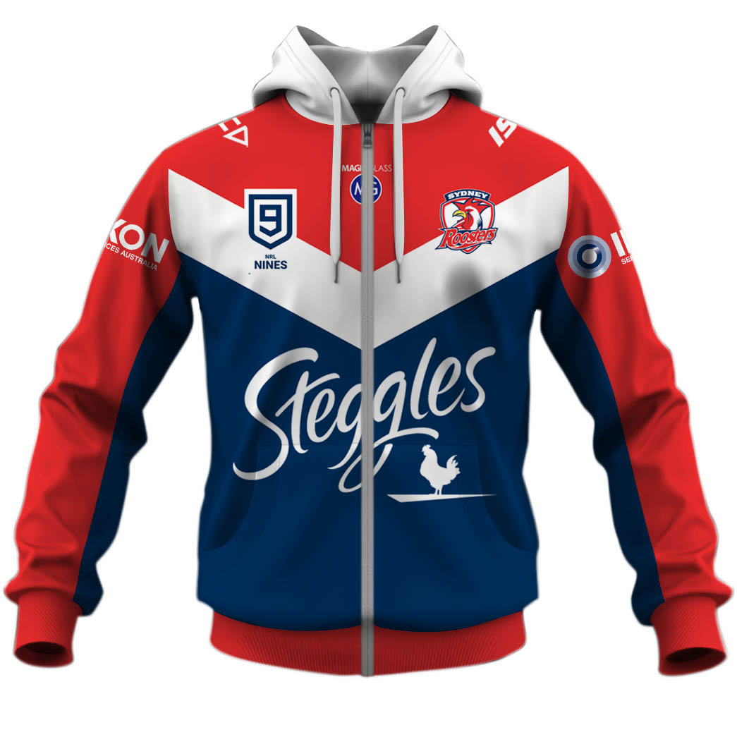 Nrl Sydney Roosters Custom Name Number Nrl Nines Jersey Zip Up Hoodie