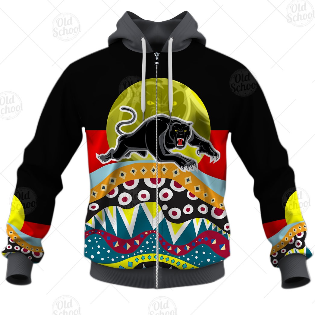 Nrl Penrith Panthers Dinky Di Lover Aboriginal Flag X Indigenous Zip Up Hoodie