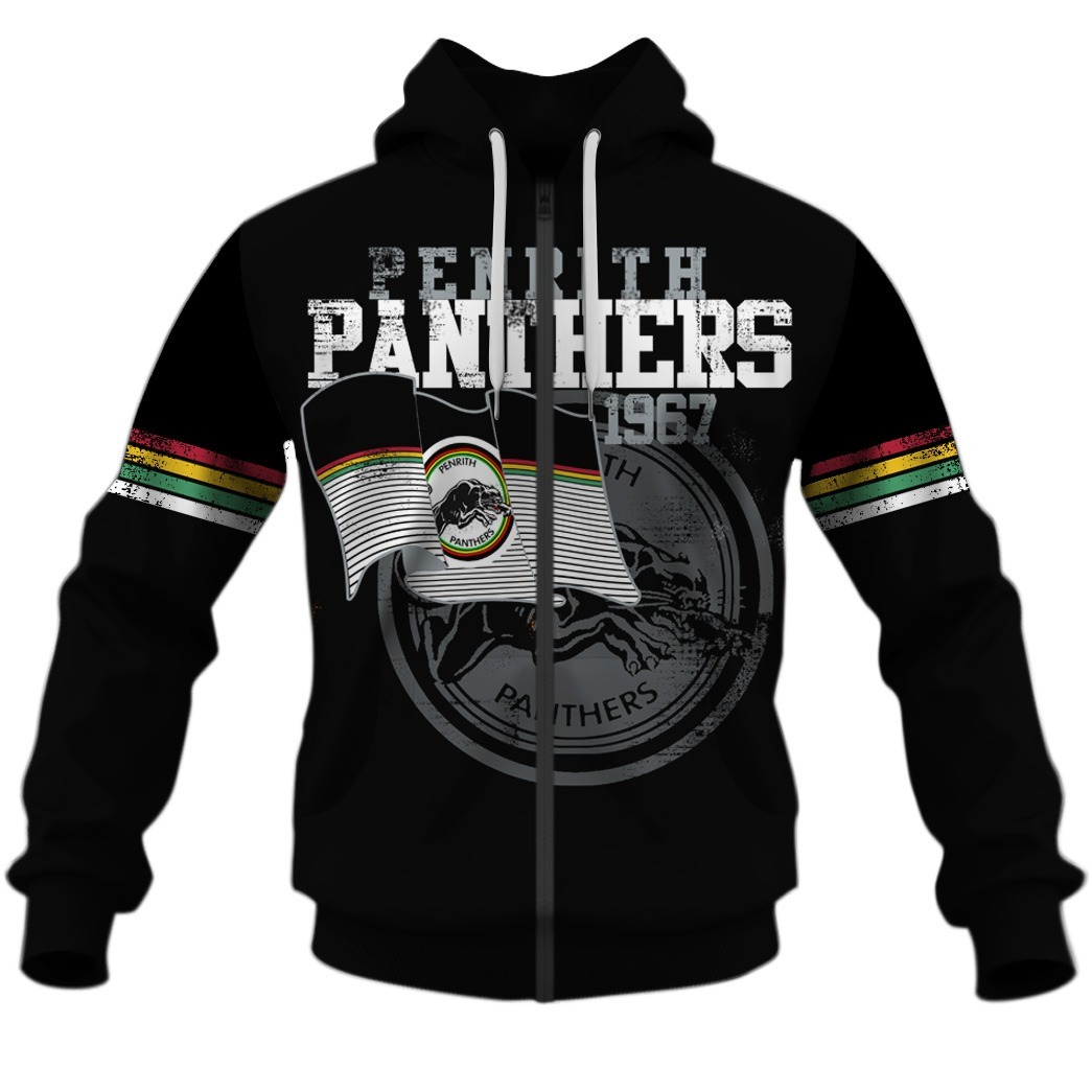 Nrl Penrith Panthers Custom Name Number Retro 1967 Jersey Zip Up Hoodie