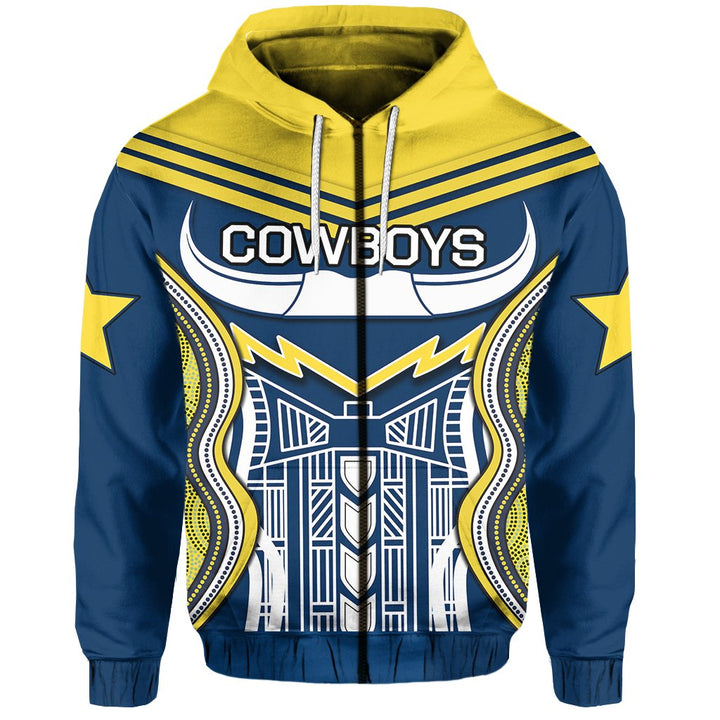 Nrl North Queensland Cowboys Blue Zip Up Hoodie