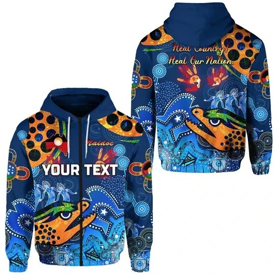 Nrl Parramatta Eels Custom Text Naidoc Aboriginal Zip Up Hoodie