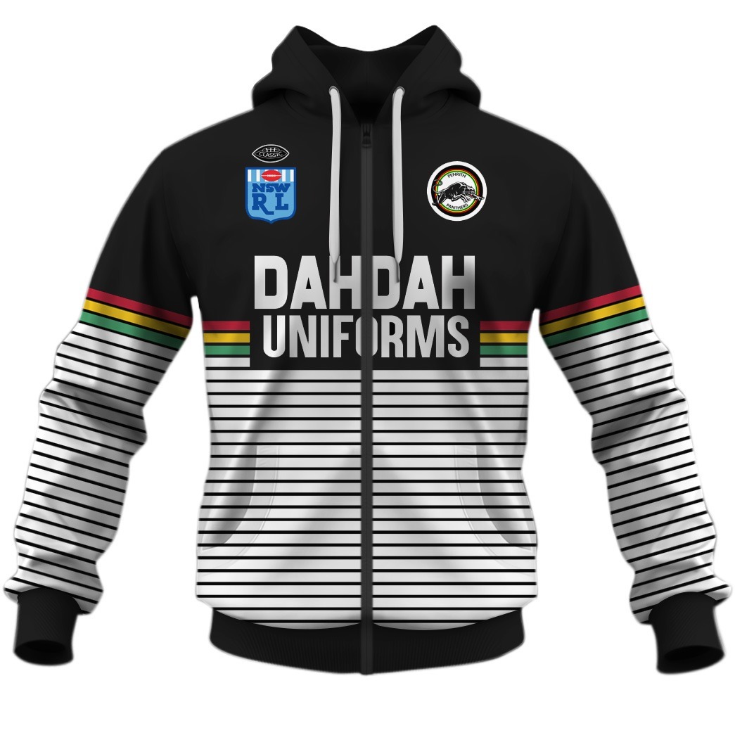 Nrl Penrith Panthers Custom Name Number Vintage Retro 1991 Jersey Zip Up Hoodie
