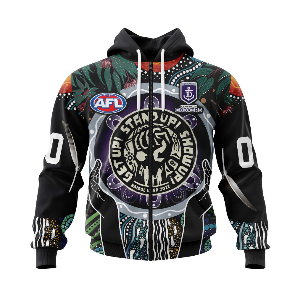 Afl Fremantle Dockers Custom Name Number Concepts For Naidoc Event Zip Up Hoodie