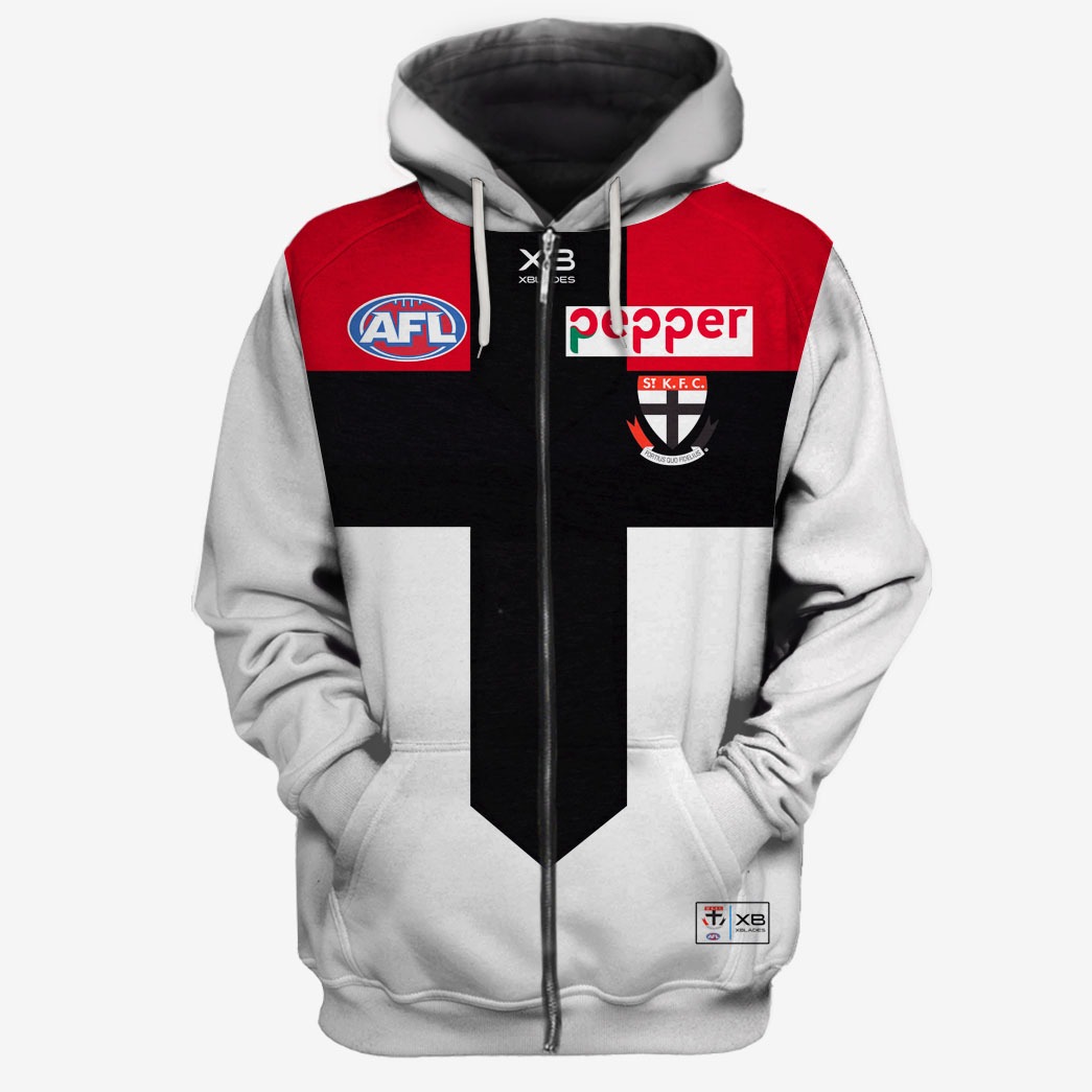 Afl St Kilda Saints Custom Name Number Vintage Retro Home Guernsey Zip Up Hoodie