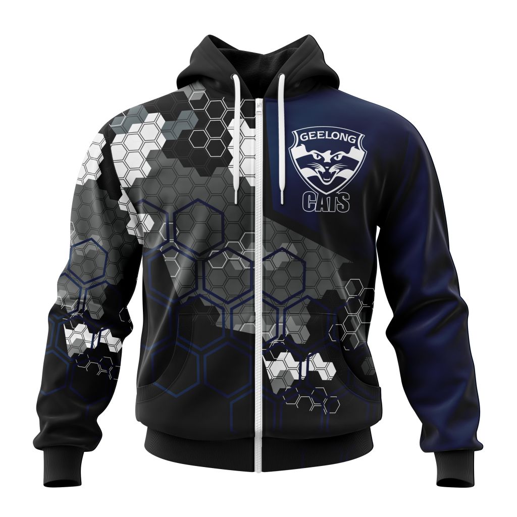 Afl Geelong Cats Custom Name Number Special Motocross Concept Zip Up Hoodie