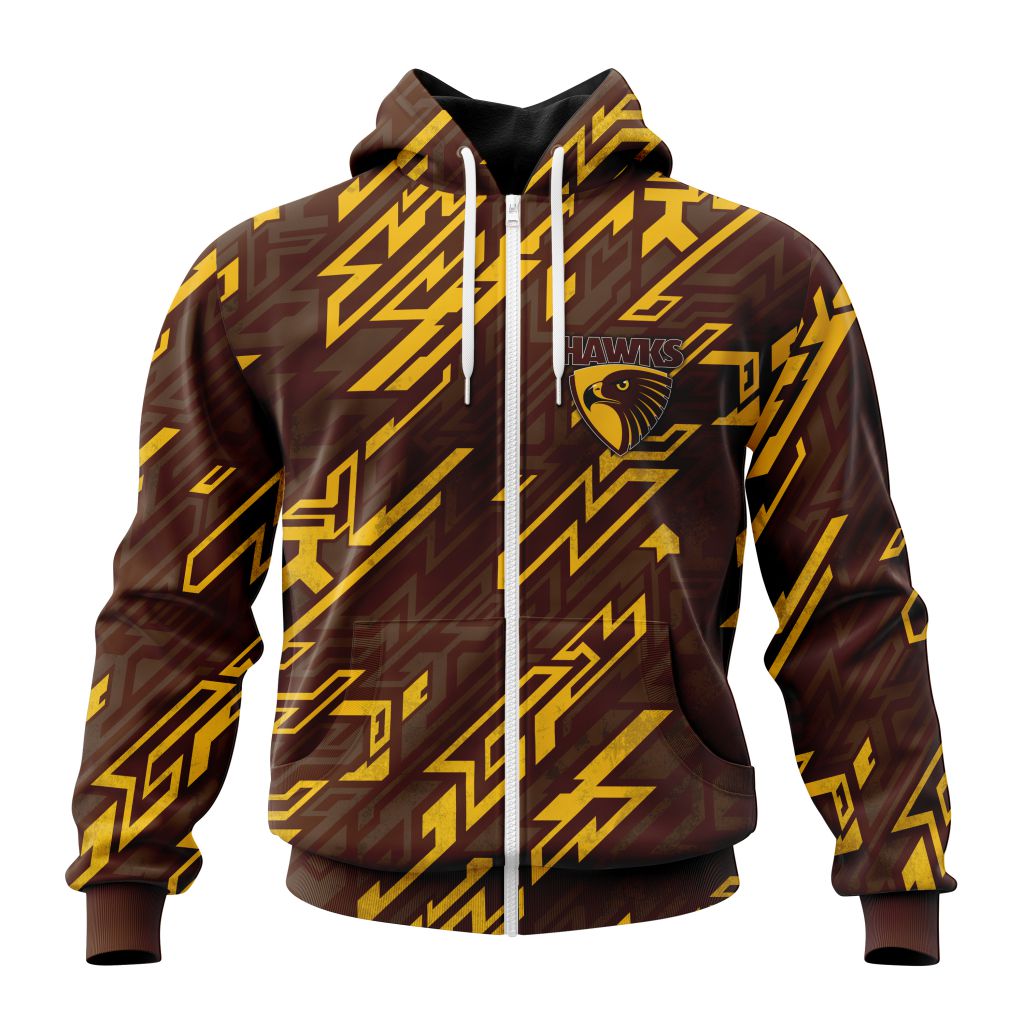 Afl Hawthorn Hawks Morden Art Style Zip Up Hoodie