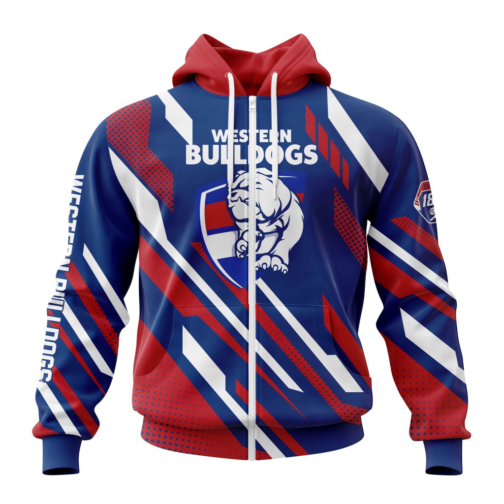 Afl Western Bulldogs Custom Name Number Special Motocross Concept Zip Up Hoodie