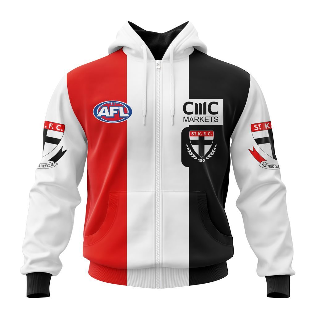 Afl St Kilda Saints Custom Name Number Home Guernsey Zip Up Hoodie