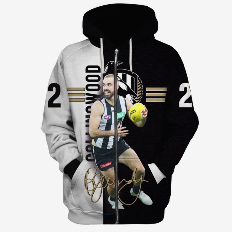 Afl Collingwood Magpies Steele Sidebottom #22 Zip Up Hoodie For Fans