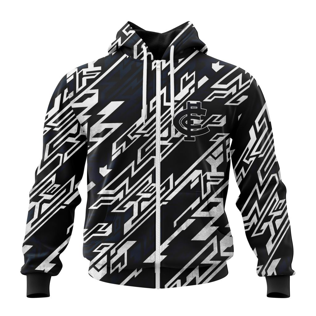 Afl Carlton Blues Morden Art Style Zip Up Hoodie