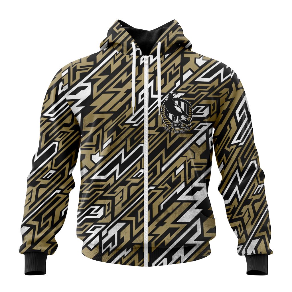 Afl Collingwood Magpies Morden Art Style Zip Up Hoodie