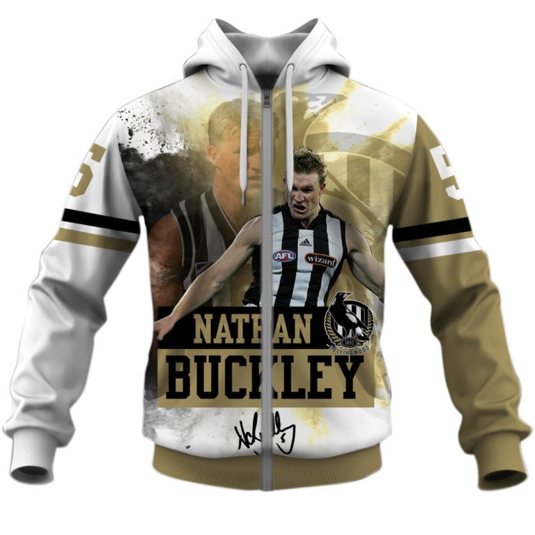 Afl Collingwood Magpies Nathan Buckley #5 Zip Up Hoodie