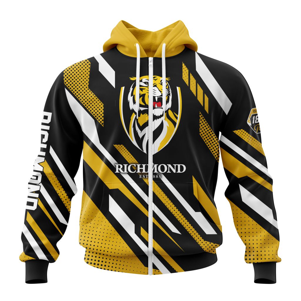 Afl Richmond Tigers Custom Name Number Special Motocross Concept Zip Up Hoodie