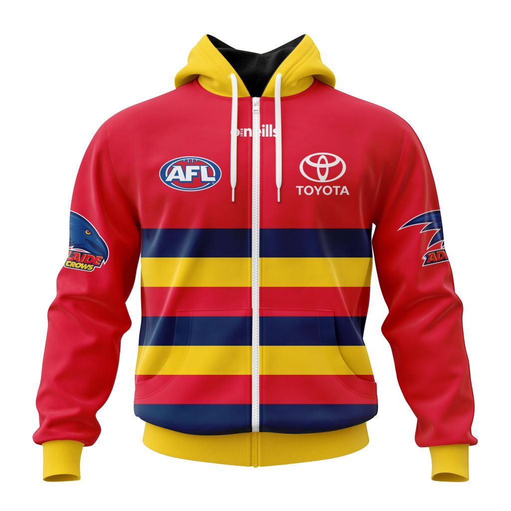 Afl Adelaide Crows Custom Name Number Clash Guernsey Zip Up Hoodie