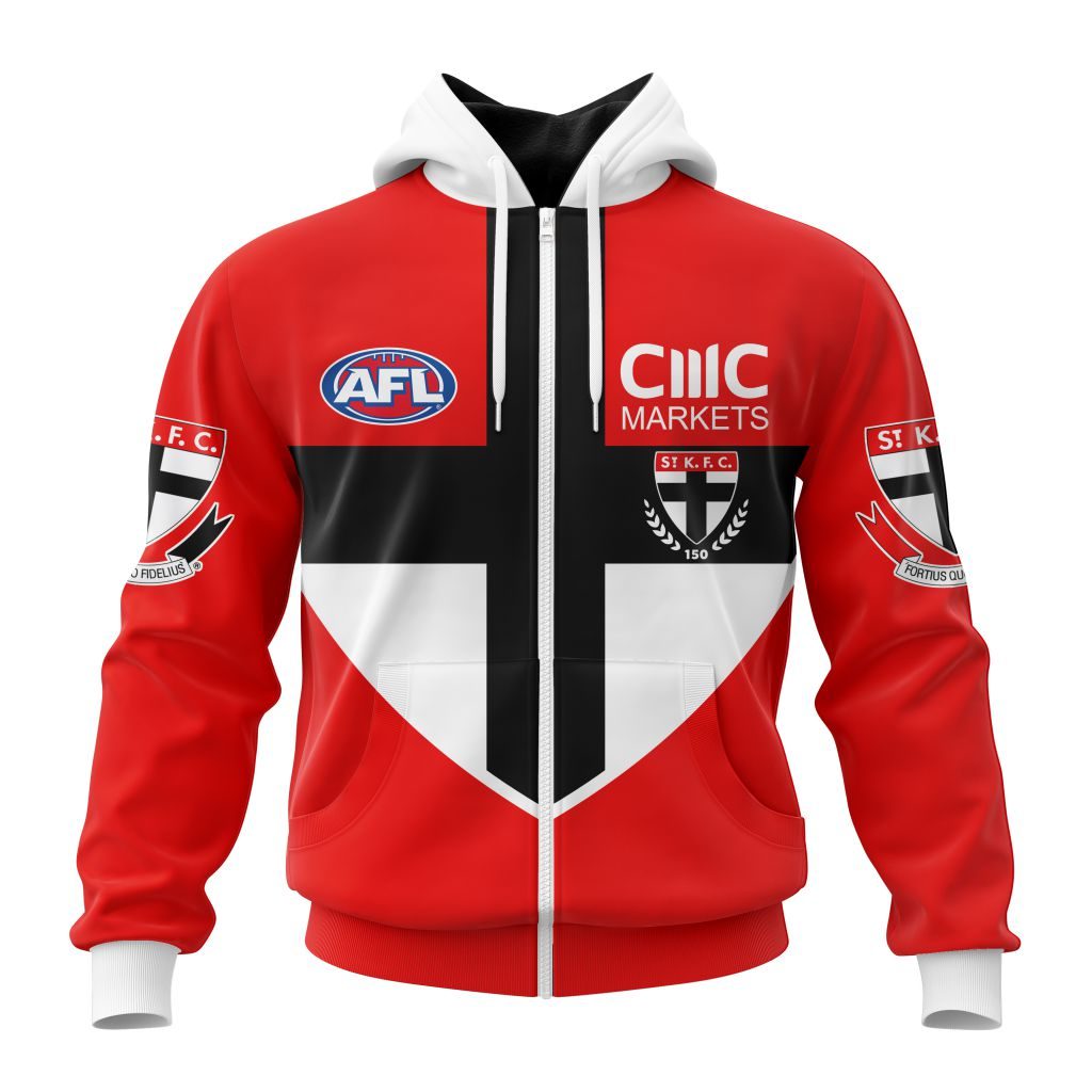 Afl St Kilda Saints Custom Name Number Clash Guernsey Zip Up Hoodie
