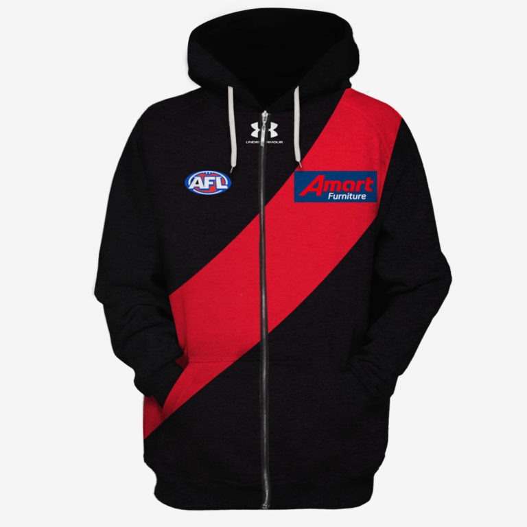 Afl Essendon Bombers Custom Name Number 2020 Home Guernsey Zip Up Hoodie