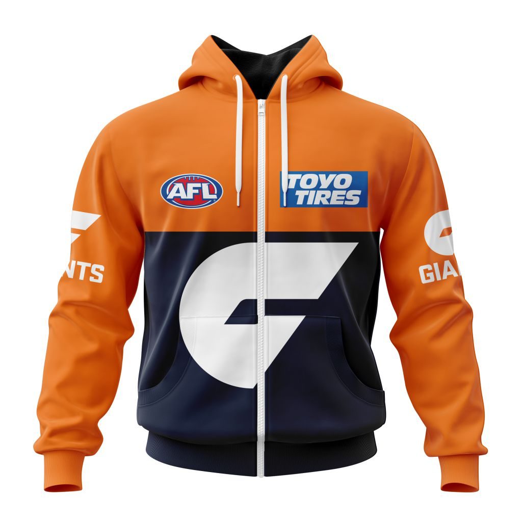Afl Greater Western Sydney Giants Custom Name Number Home Guernsey Zip Up Hoodie