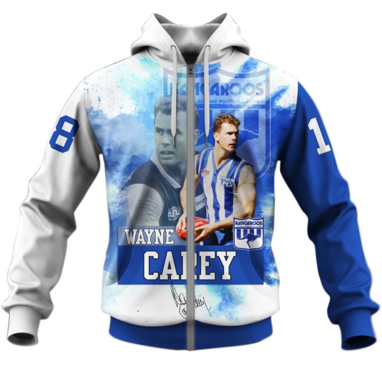 Afl North Melbourne Kangaroos Wayne Carey #18 Zip Up Hoodie
