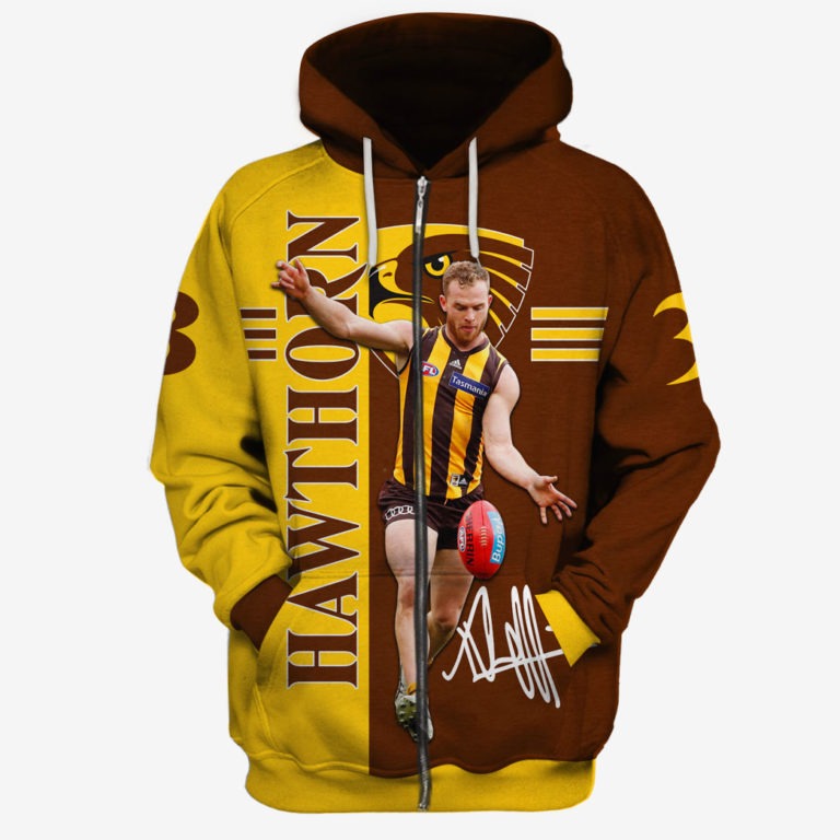 Afl Hawthorn Hawks Tom Mitchell #3 Zip Up Hoodie