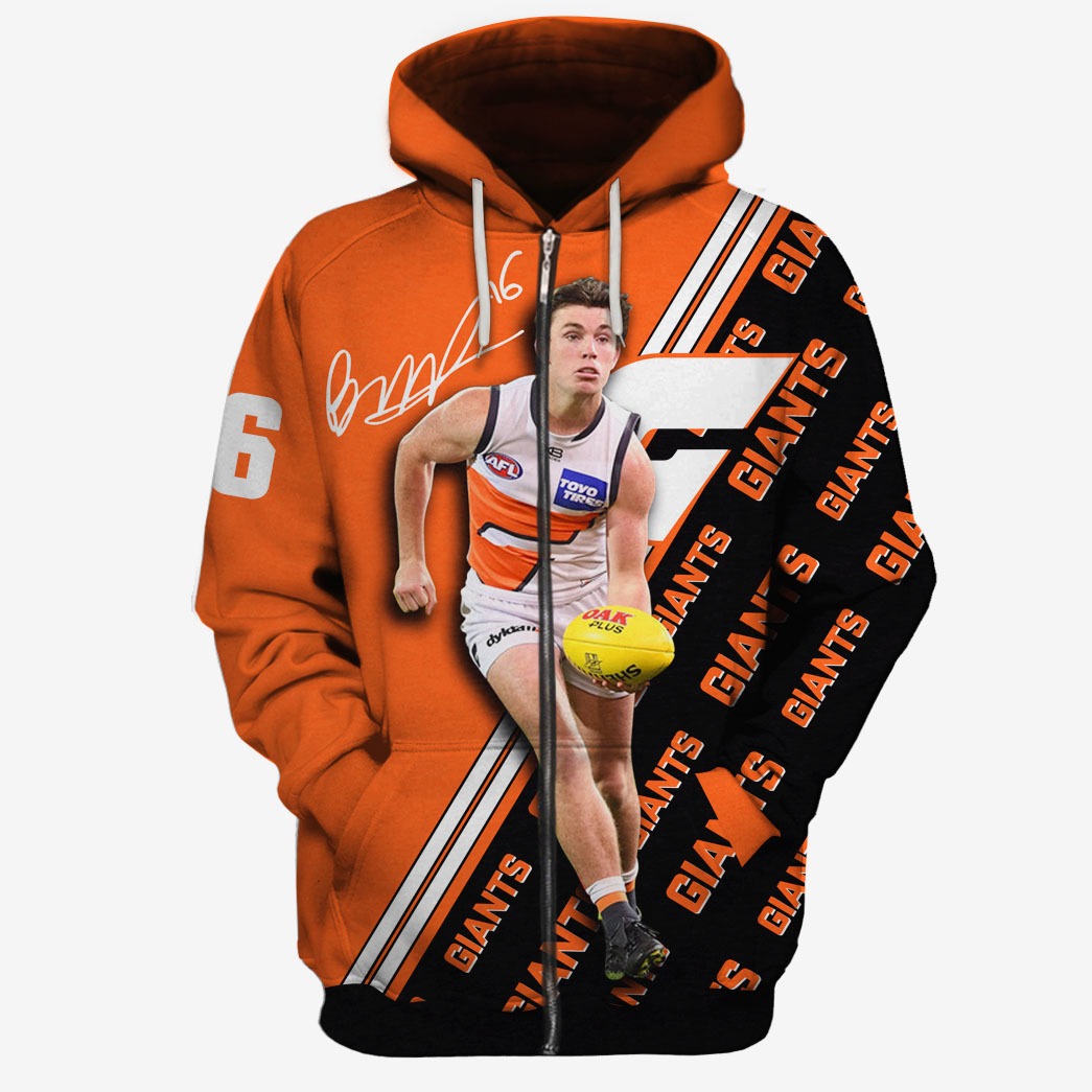 Afl Greater Western Sydney Giants Brent Daniels No 16 Zip Up Hoodie
