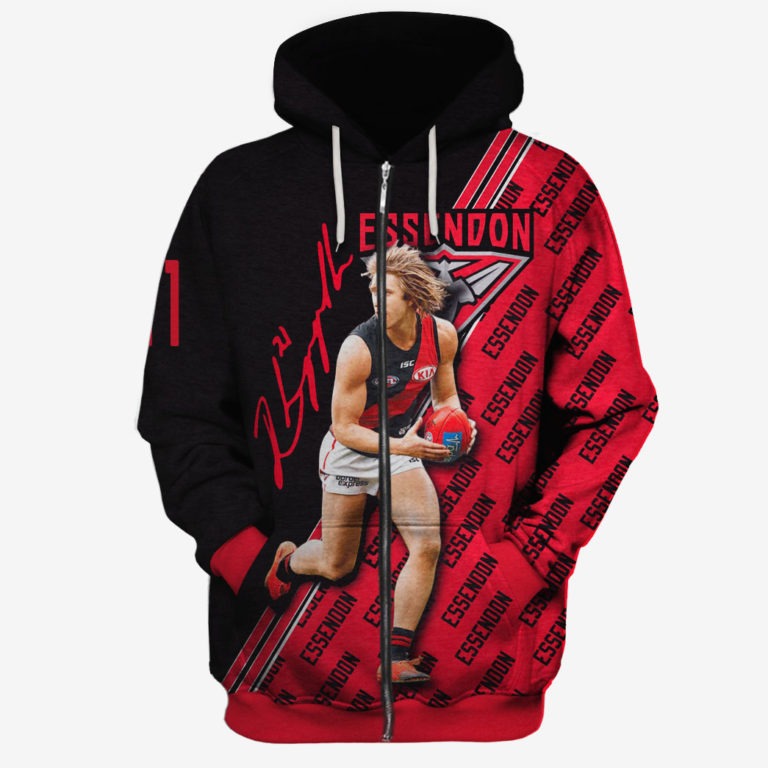 Afl Essendon Bombers Dyson Heppell #21 Zip Up Hoodie