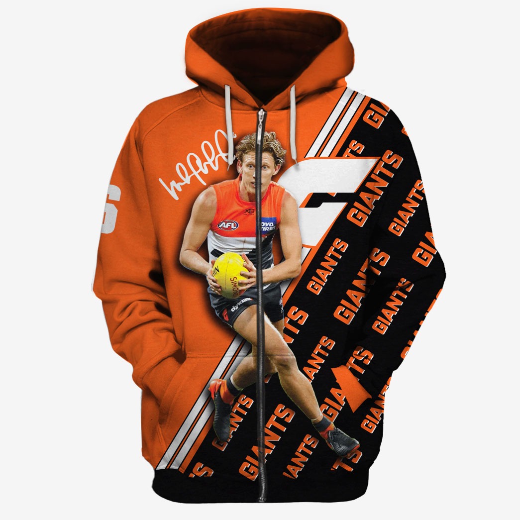 Afl Greater Western Sydney Giants Lachie Whitfield No 6 Zip Up Hoodie