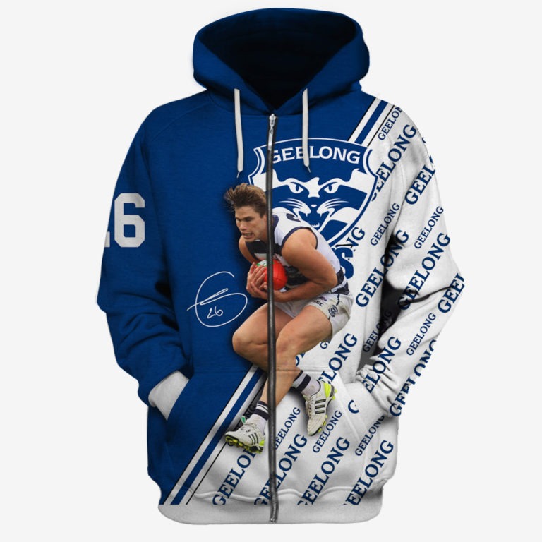 Afl Geelong Cats Tom Hawkin #26 Zip Up Hoodie
