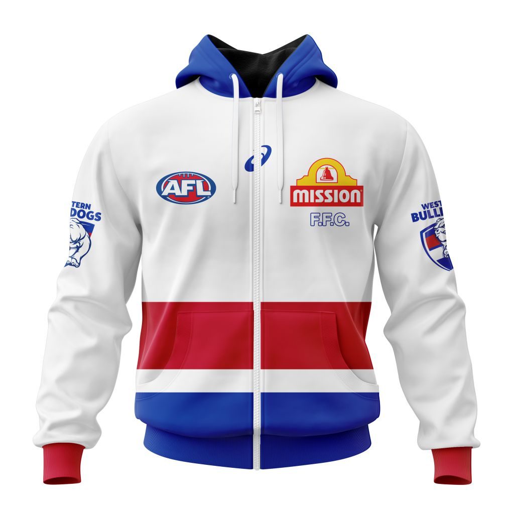 Afl Western Bulldogs Custom Name Number Clash Guernsey Zip Up Hoodie