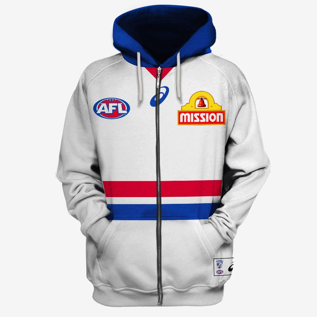 Afl Western Bulldogs Custom Name Number 2020 Clash Guernsey Zip Up Hoodie
