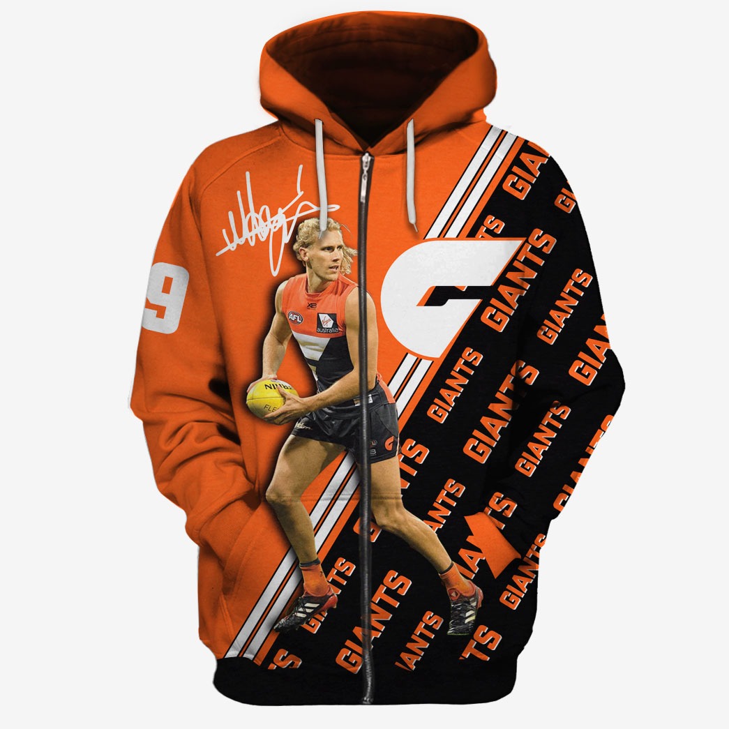 Afl Greater Western Sydney Giants Nick Haynes No 19 Zip Up Hoodie