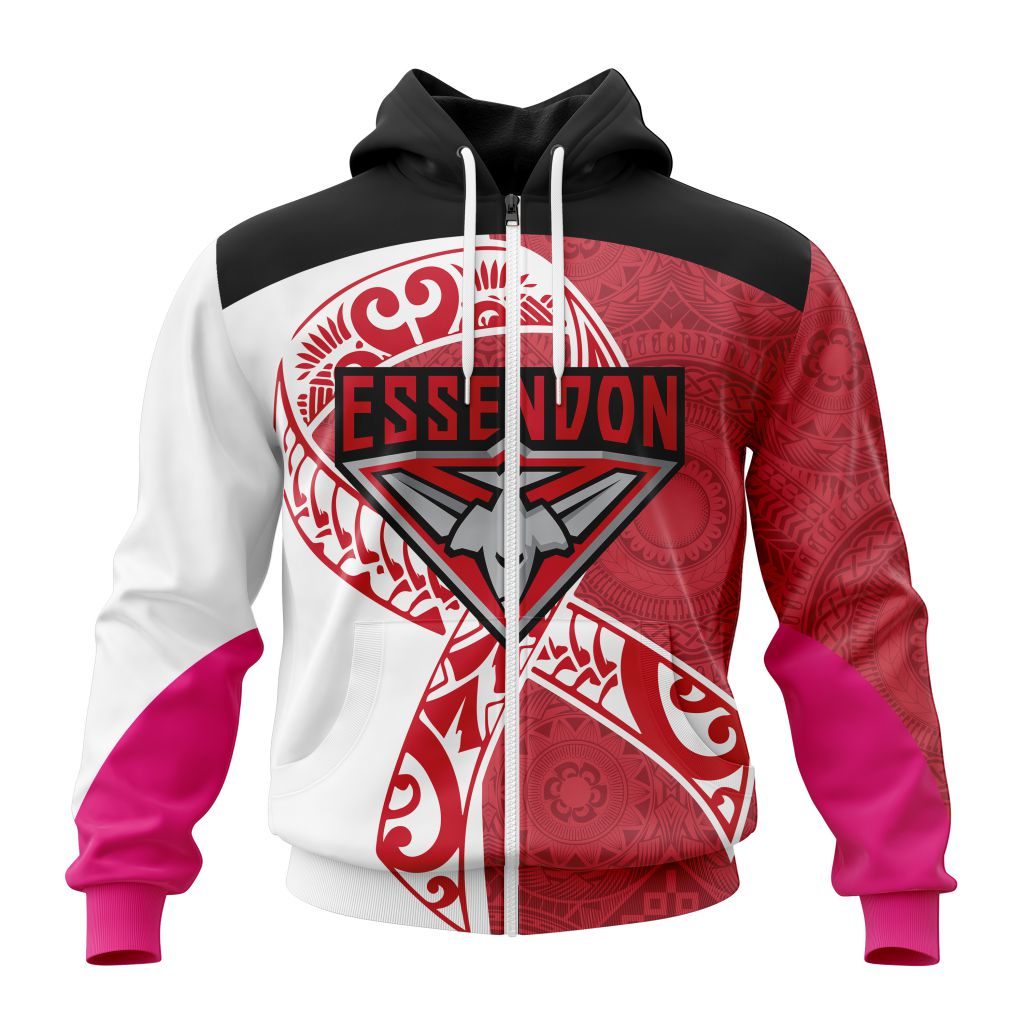 Afl Essendon Bombers Custom Name Number Fight Cancer Zip Up Hoodie