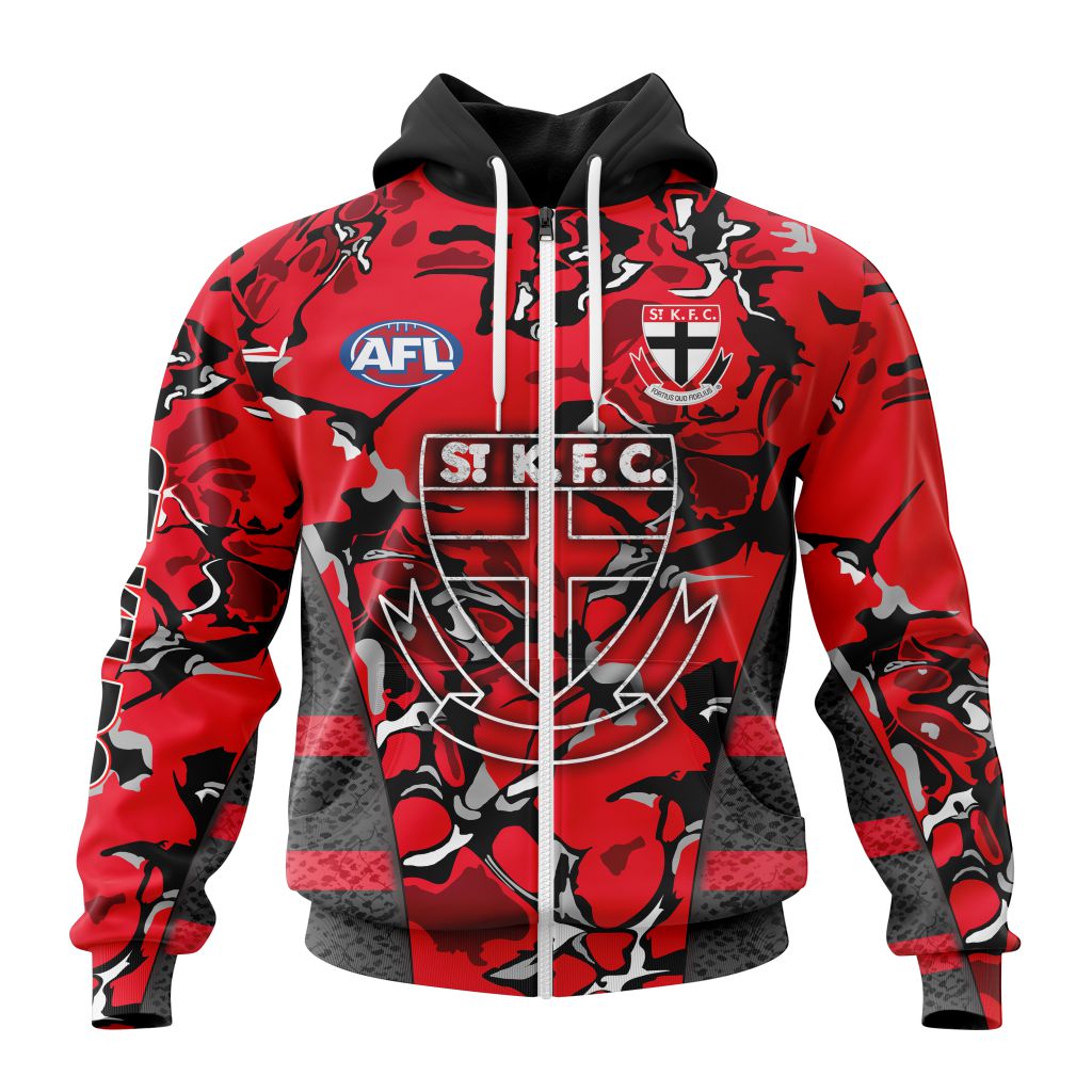 Afl St Kilda Saints Custom Name Number Morden Art Zip Up Hoodie