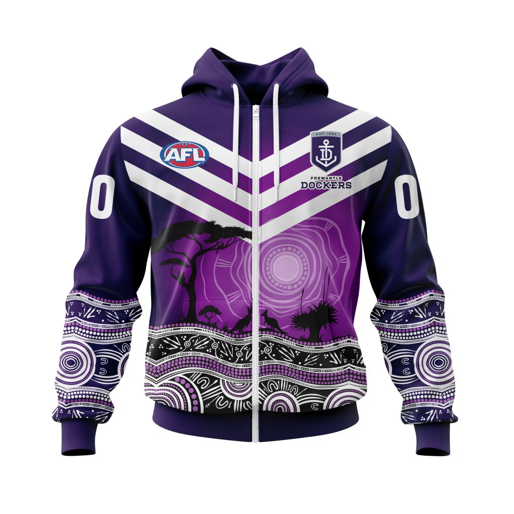 Afl Fremantle Dockers Custom Name Number Nature Guernsey Zip Up Hoodie