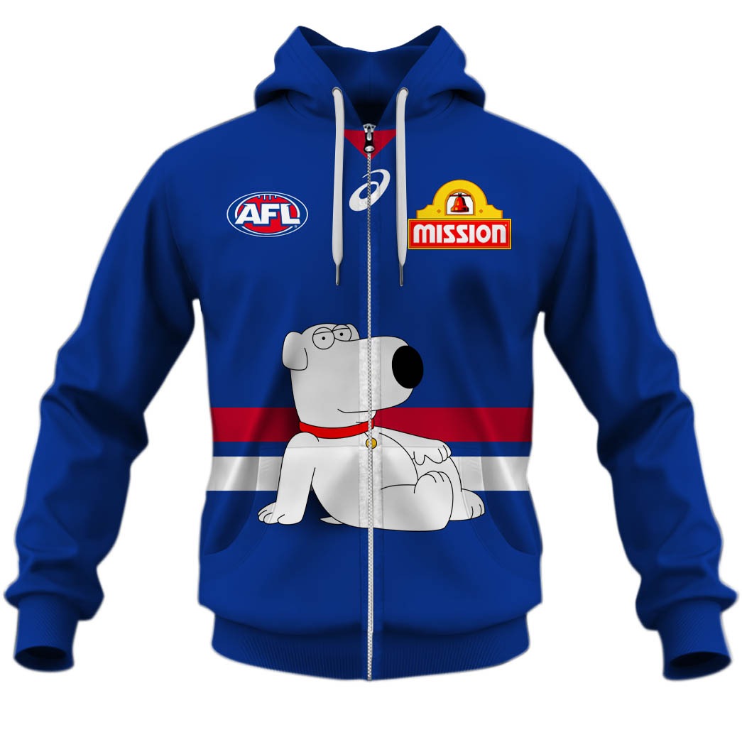 Afl Western Bulldogs Custom Name Number Family Guy Guernsey Zip Up Hoodie