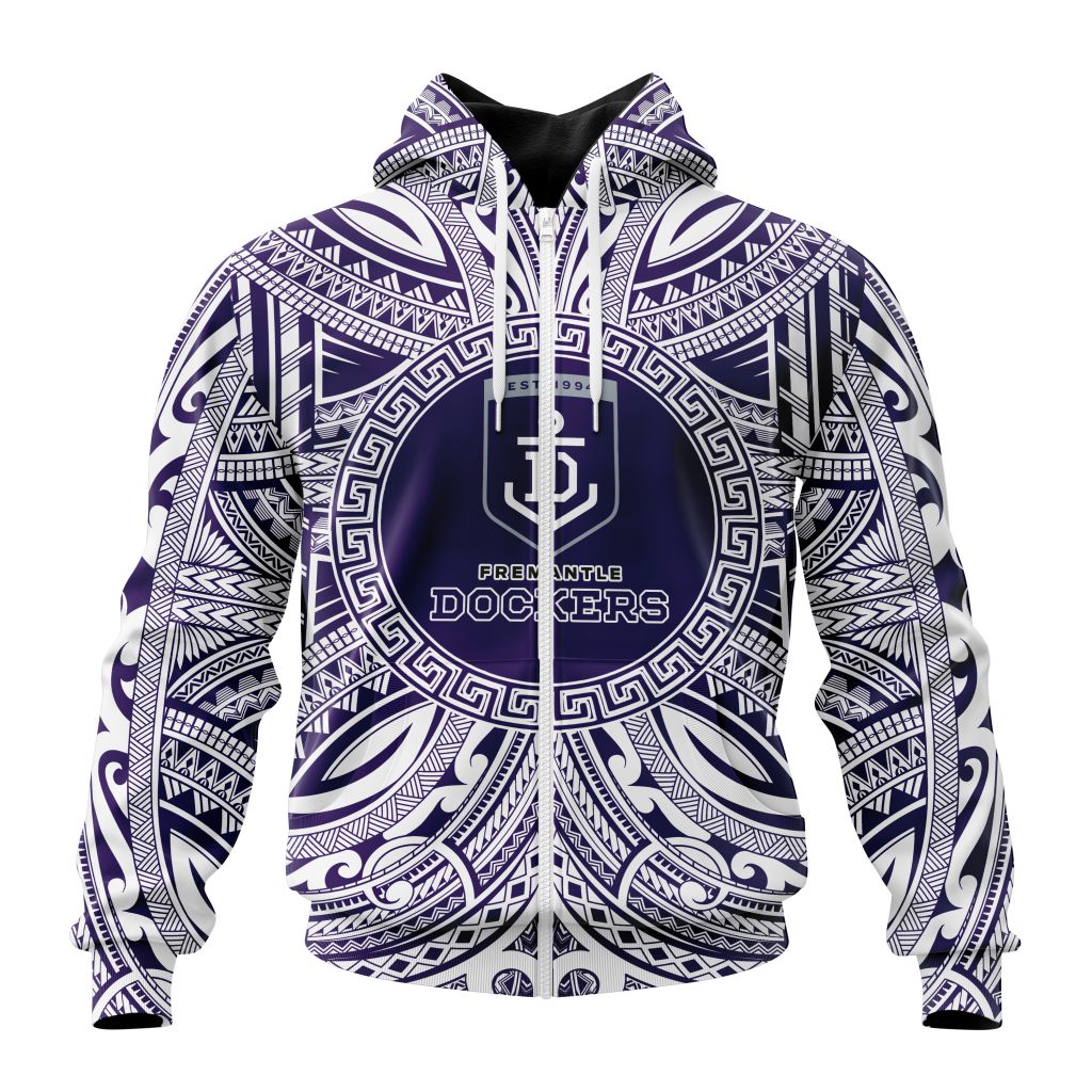 Afl Fremantle Dockers Custom Name Number Indigenous Zip Up Hoodie