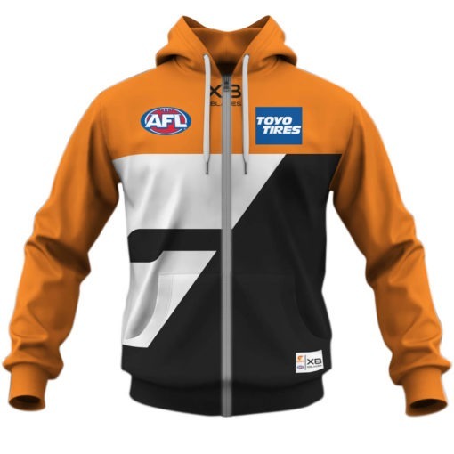Afl Greater Western Sydney Giants Custom Name Number 2020 Home Guernsey Zip Up Hoodie