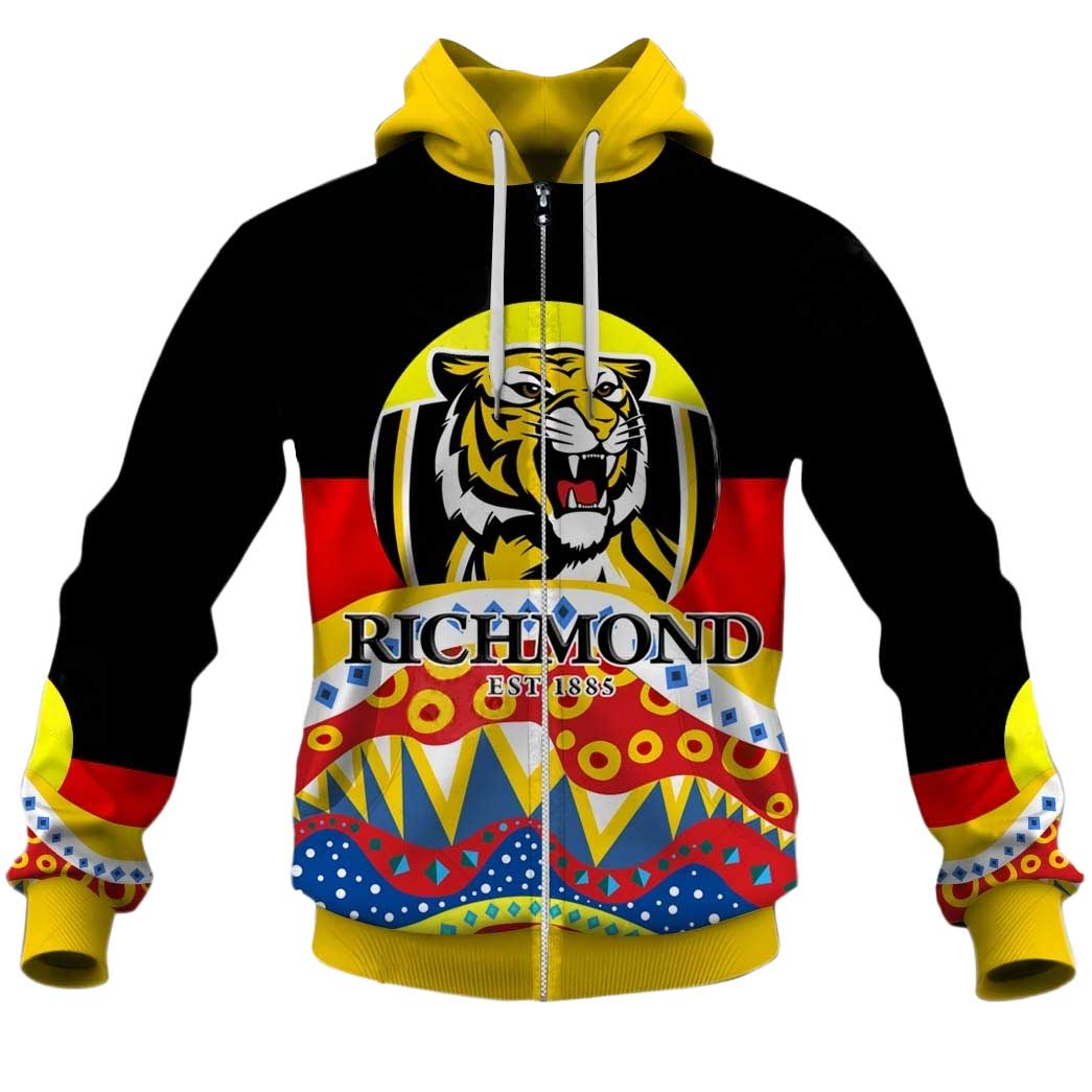 Afl Richmond Tigers Dinky Di Lover Aboriginal Flag X Indigenous Zip Up Hoodie
