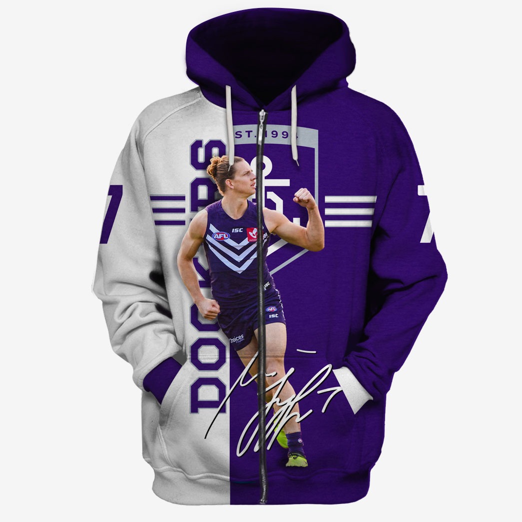 Afl Fremantle Dockers Nat Fyfe No 7 Zip Up Hoodie For Fans