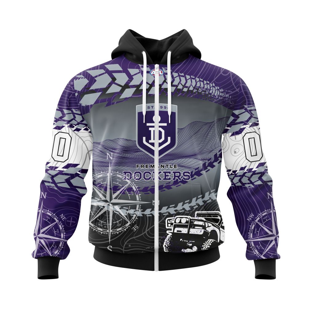 Afl Fremantle Dockers Custom Name Number Off-Road Zip Up Hoodie