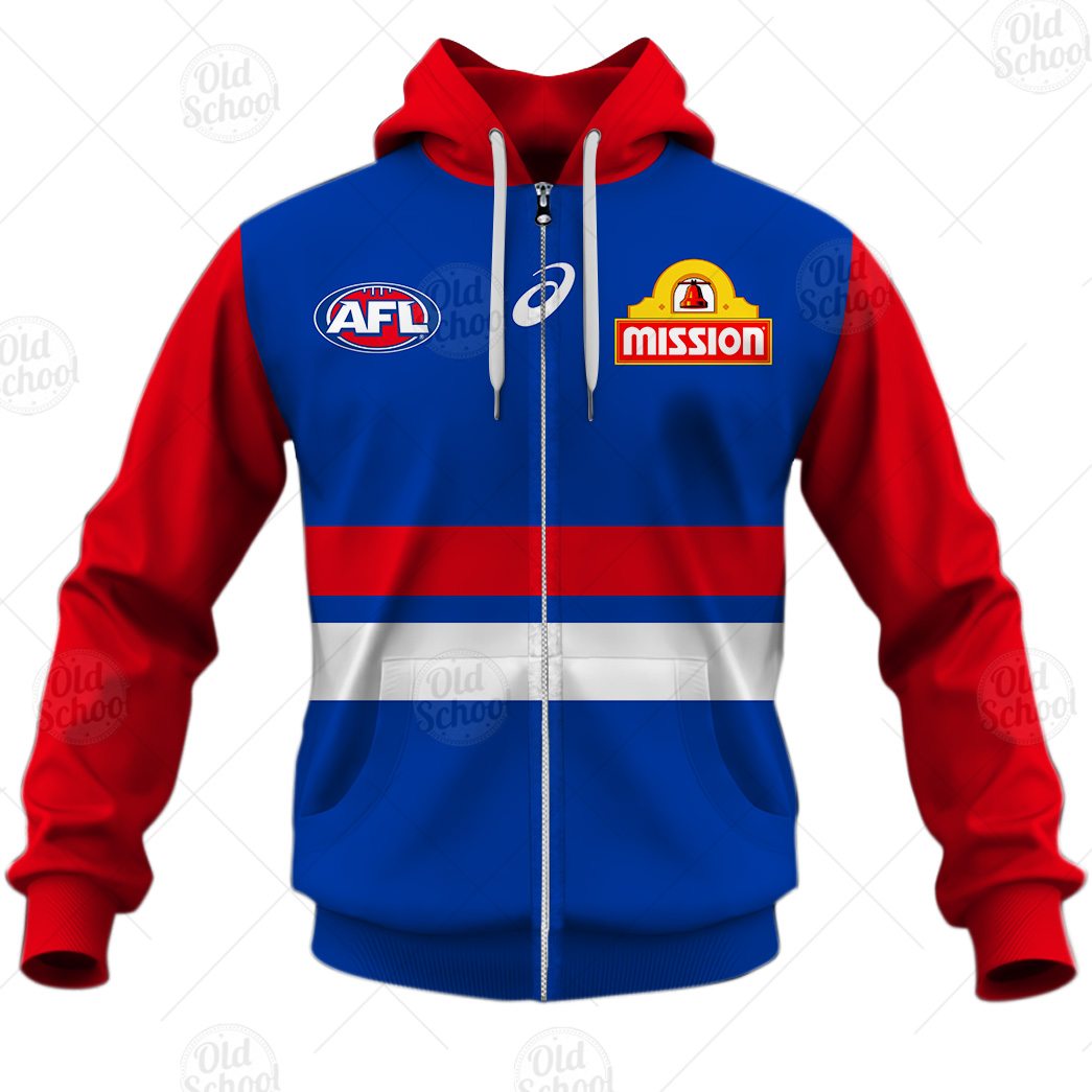 Afl Western Bulldogs Custom Name Number 2021 Home Guernsey Zip Up Hoodie