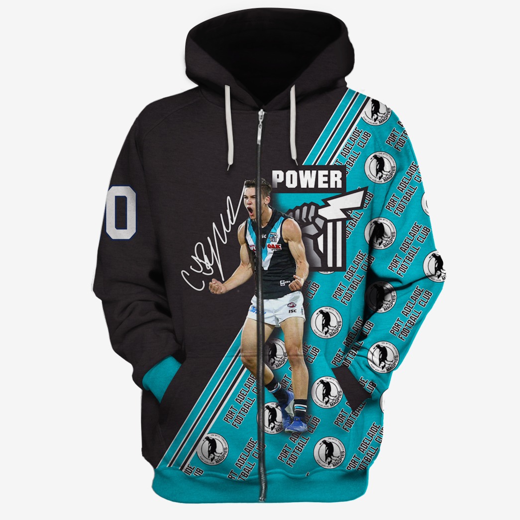 Afl Port Adelaide Connor Rozee No 20 Zip Up Hoodie