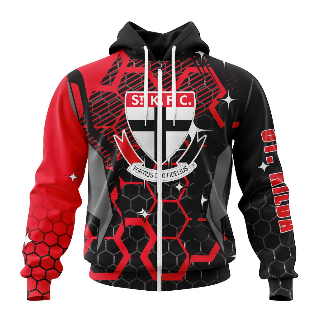 Afl St Kilda Saints Custom Name Number Motocross Zip Up Hoodie
