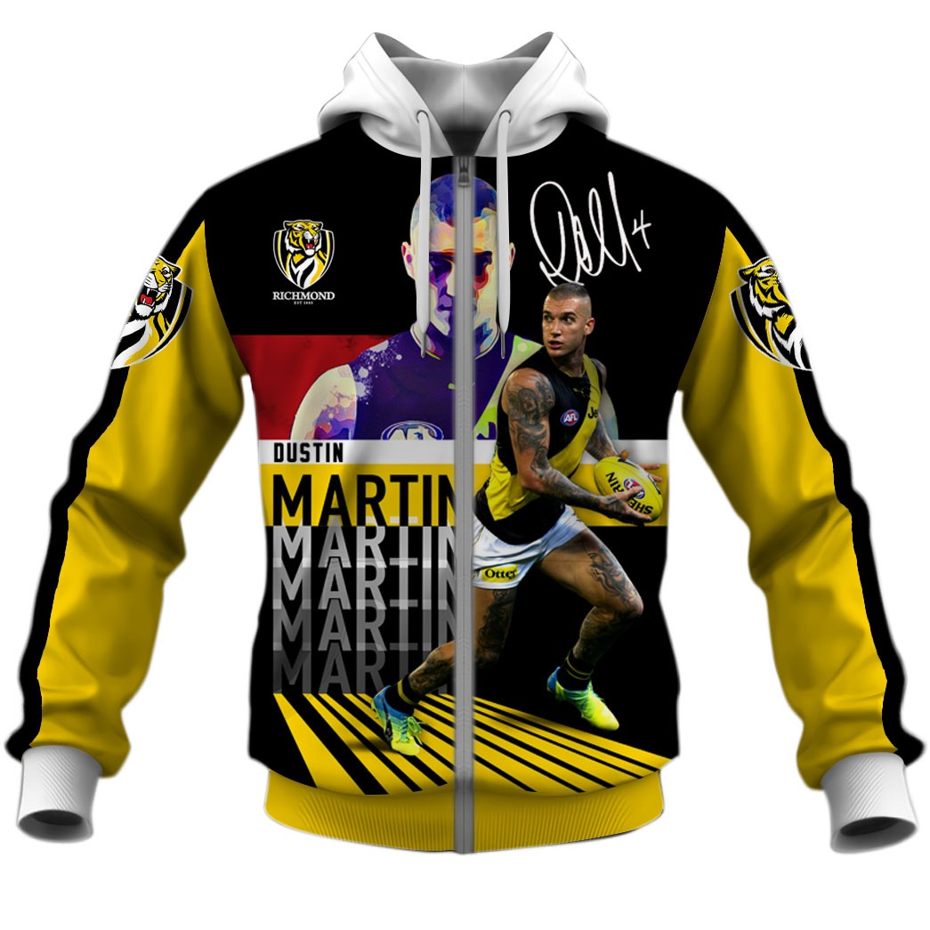 Afl Richmond Tigers Dustin Martin No 4 Zip Up Hoodie