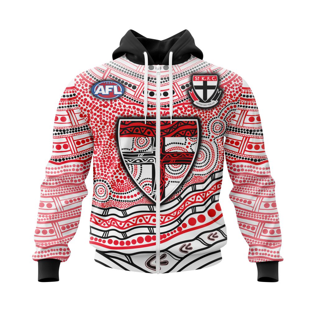 Afl St Kilda Saints Custom Name Number Indigenous Zip Up Hoodie