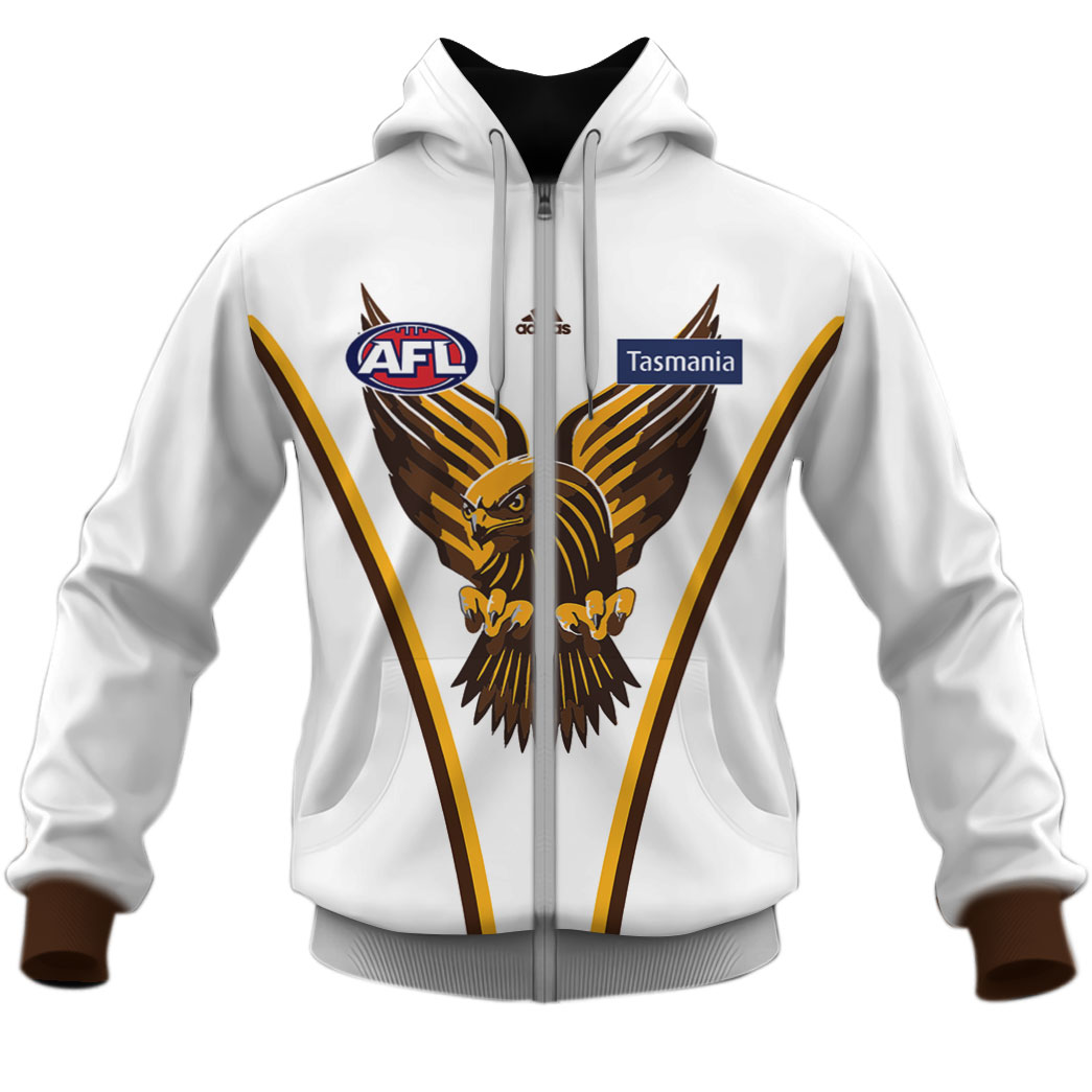 Afl Hawthorn Hawks Custom Name Number Vintage Centenary Guernsey Zip Up Hoodie