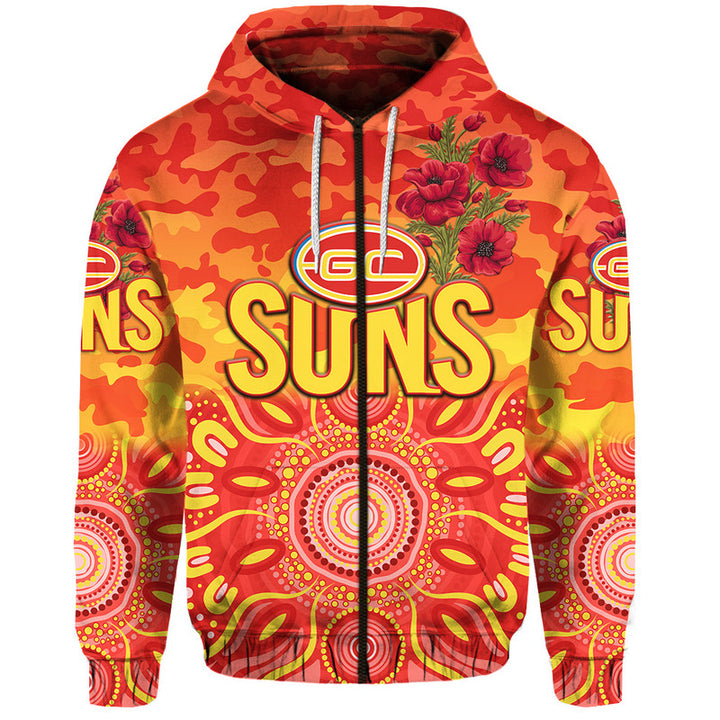 Afl Gold Coast Suns Anzac Indigenous Zip Up Hoodie