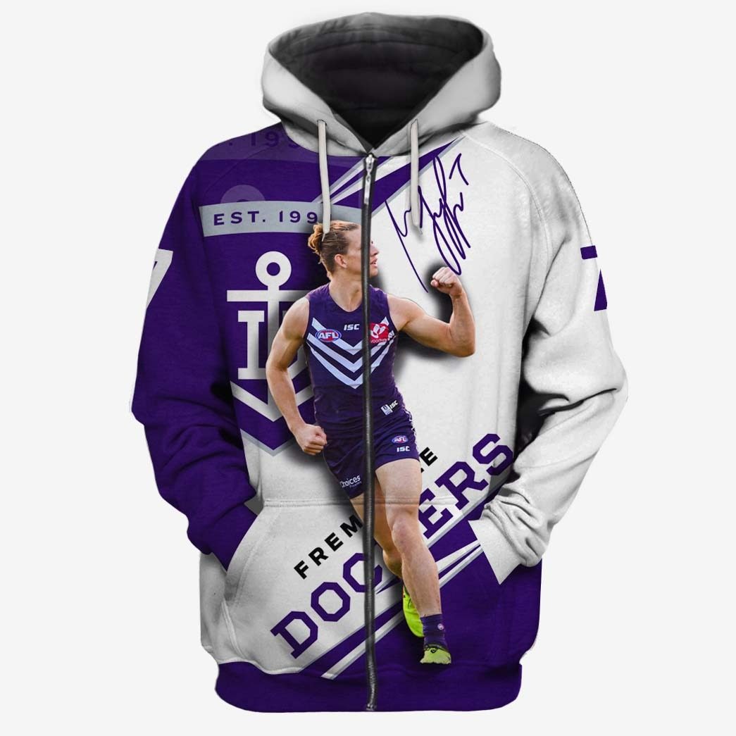Afl Fremantle Dockers Nat Fyfe No 7 Zip Up Hoodie For Sport Fan