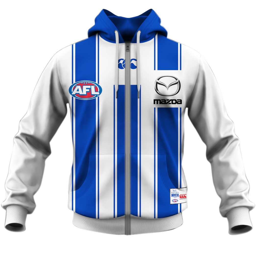 Afl North Melbourne Kangaroos Custom Name Number 2020 Clash Guernsey Zip Up Hoodie