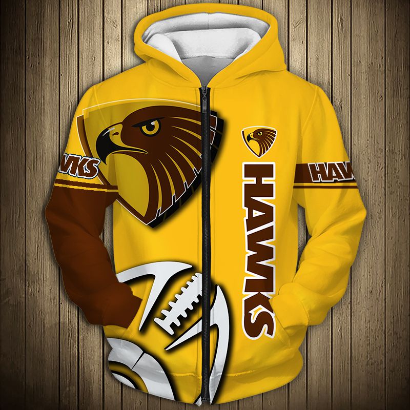 Afl Hawthorn Hawks Gold Zip Up Hoodie