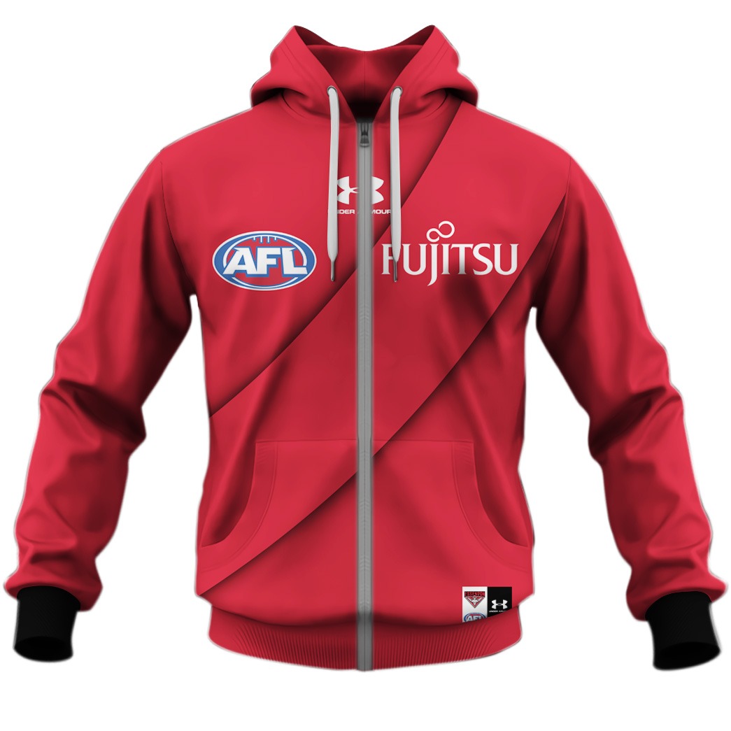 Afl Essendon Bombers Custom Name Number 2020 Clash Guernsey Zip Up Hoodie